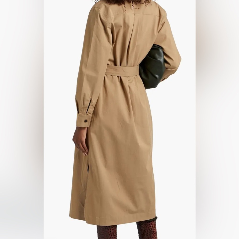 New REJINA PYO Madison Belted Pleated Gabardine Midi Trench Dress Size Small - Picture 2 of 11
